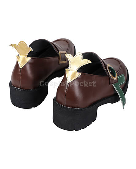 Deluxe Genshin Impact Cute Girls' Venti Cosplay Leather Shoes Brown