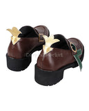 Deluxe Genshin Impact Cute Girls' Venti Cosplay Leather Shoes Brown