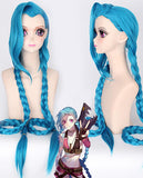 League of Legends LOL Cool Jinx Arcane Cosplay Long Wig Blue